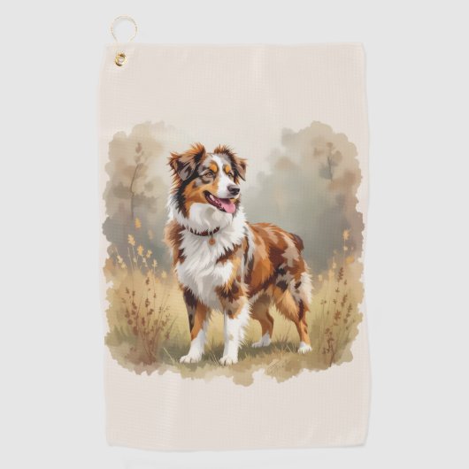 Serviette De Golf Australian Shepherd Dog Red Merle Aussie (Devant)
