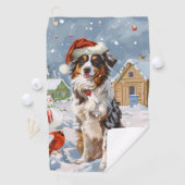 Serviette De Golf Australian Shepherd Winter Wonderland Noël (En situation)