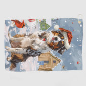 Serviette De Golf Australian Shepherd Winter Wonderland Noël (Horizontal)