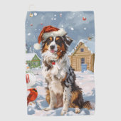 Serviette De Golf Australian Shepherd Winter Wonderland Noël (Devant)