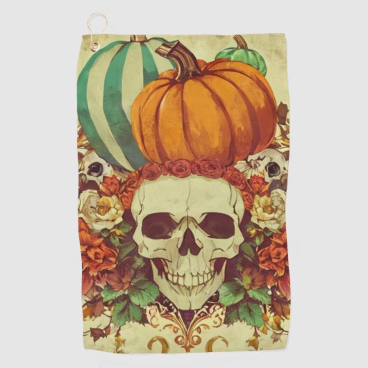 Serviette De Golf Automne/Automne/Halloween/citrouille/squelette (Devant)