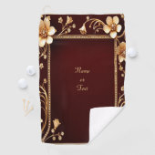 Serviette de golf aux fleurs dorées de Bourgogne (En situation)