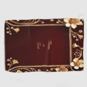 Serviette de golf aux fleurs dorées de Bourgogne (Horizontal)