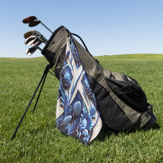 Serviette de golf avec Design écossais de chardons (Vert)