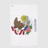 Serviette de golf avec drapeau de l'Illinois, État (Devant)