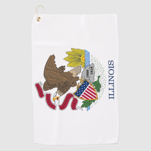 Serviette de golf avec drapeau de l'Illinois, État (Devant)