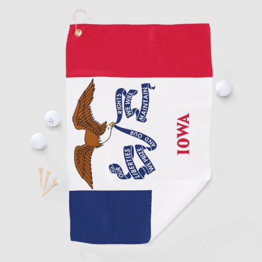 Serviette de golf avec drapeau de l'Iowa, États-Un (En situation)