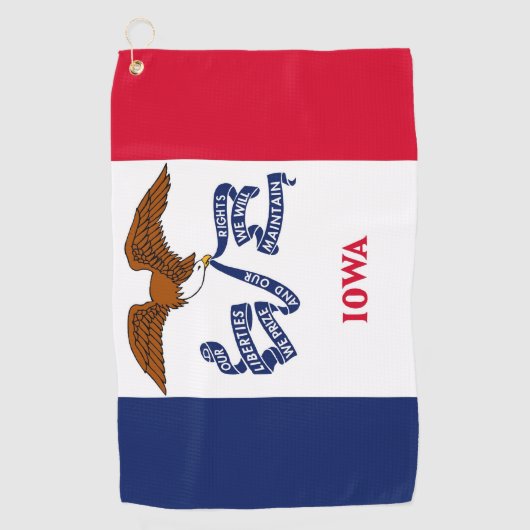 Serviette de golf avec drapeau de l'Iowa, États-Un (Devant)