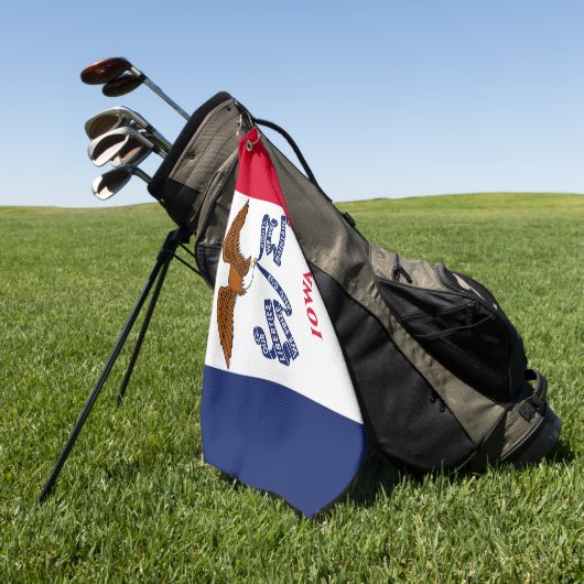 Serviette de golf avec drapeau de l'Iowa, États-Un (Vert)