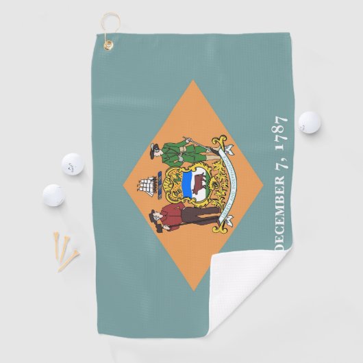Serviette de golf avec drapeau du Delaware, USA (En situation)