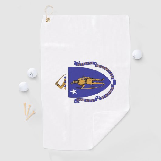Serviette de golf avec drapeau du Massachusetts (En situation)