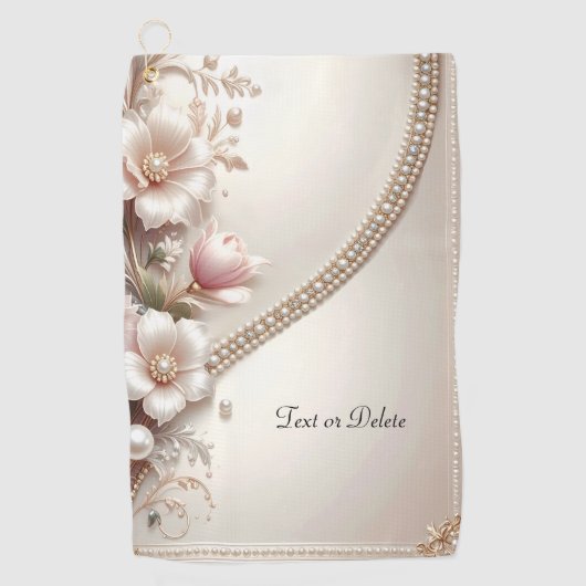 Serviette de golf avec embellissements floraux et (Devant)