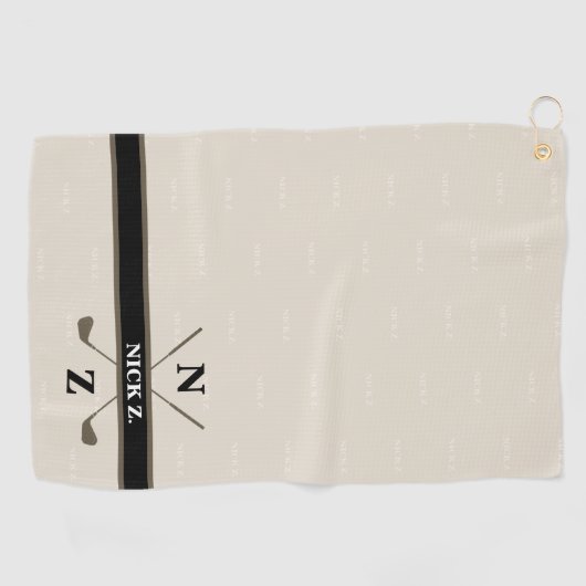 serviette de golf avec son nom et ses initiales (l (Horizontal)