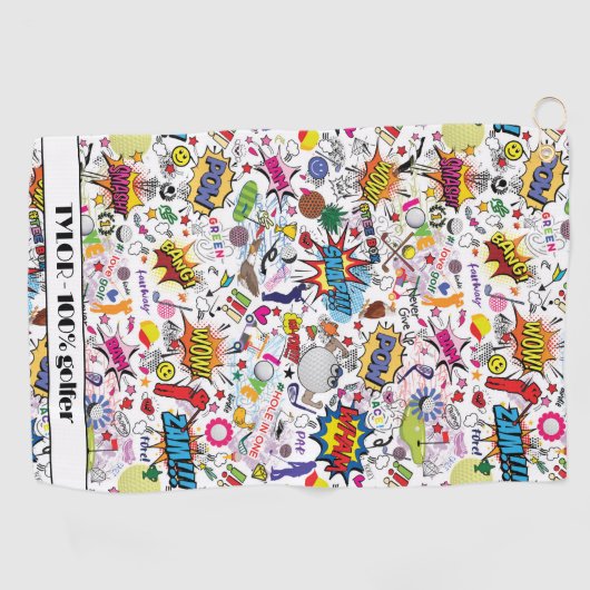 Serviette De Golf 😍 ⛳ 🏌️ Avec texte génial mélange de golf blanc (Horizontal)