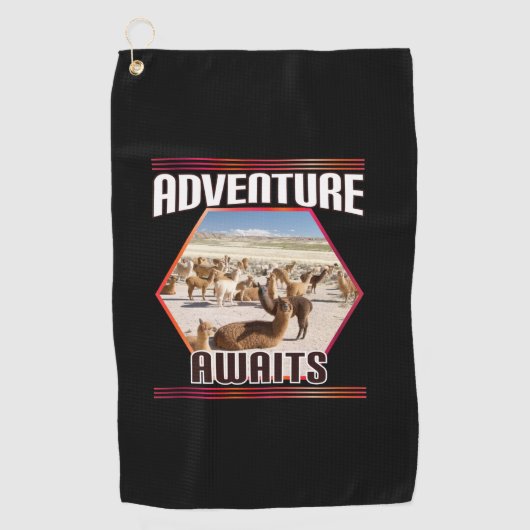 Serviette De Golf Aventure Await - Alpaca Llama Travel (Devant)