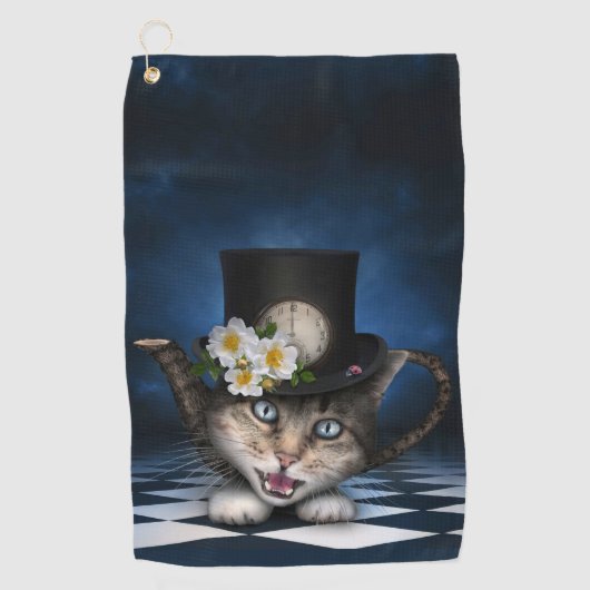 Serviette De Golf Awesome Mad Hatter Teapot Chat Conception Whimsica (Devant)