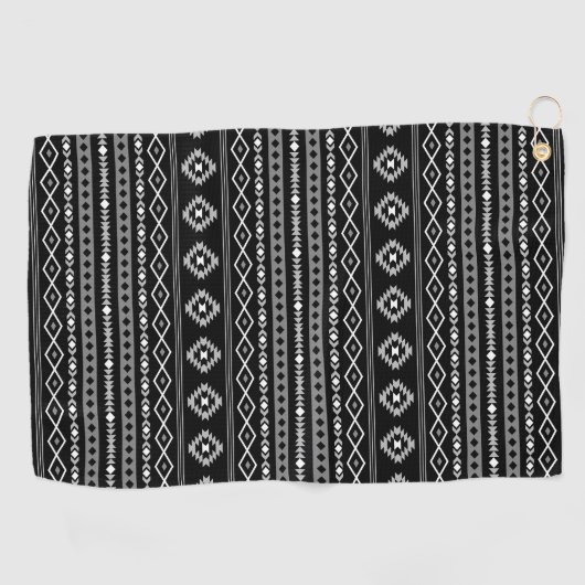 Serviette De Golf Aztec Blanc Gris Noir Motifs Mixtes Rpt Motif (Horizontal)