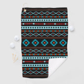 Serviette De Golf Aztec Blues Rouges Noir Motifs Mixtes Motif (En situation)
