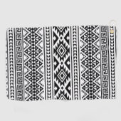 Serviette De Golf Aztec Boho, Motif tribal géométrique noir blanc (Horizontal)