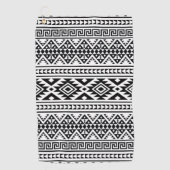 Serviette De Golf Aztec Boho, Motif tribal géométrique noir blanc (Devant)