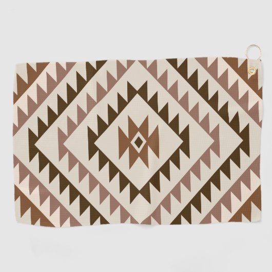Serviette De Golf Aztec Diamond Motif Design Browns+Cream (Horizontal)