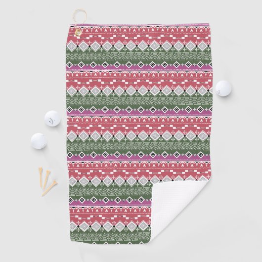 Serviette De Golf Aztec pattern, stripes. (En situation)