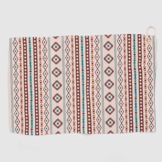 Serviette De Golf Aztec Rusts Crème Turquoise Motifs Mixtes Motif Rp (Horizontal)