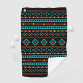 Serviette De Golf Aztec Turquoise Rouges Jaune Noir Mixte Motifs Mot (En situation)