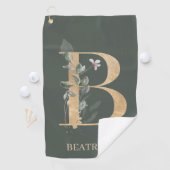 Serviette De Golf B Monogramme Floral Personnalisé (En situation)