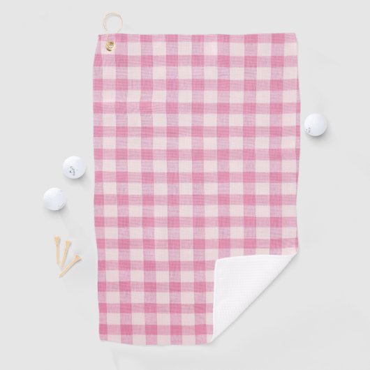 Serviette De Golf Baby Pink Gingham Pattern (En situation)