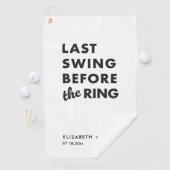 Serviette De Golf Bachelor Party Last Swing Before the Ring Minimal (En situation)