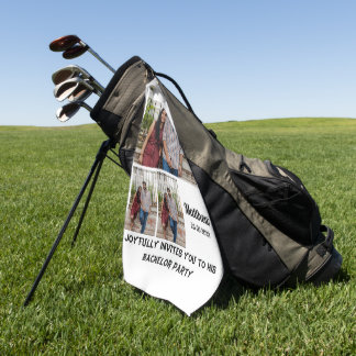 Serviette De Golf Bachelor Party personnalisé 3 Photo Collage