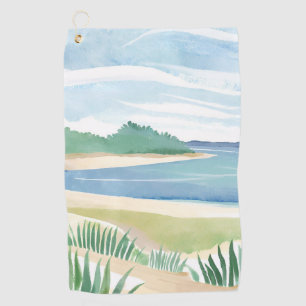 Serviette De Golf Baie d'herbe de plage Mer côtière océanique à l'