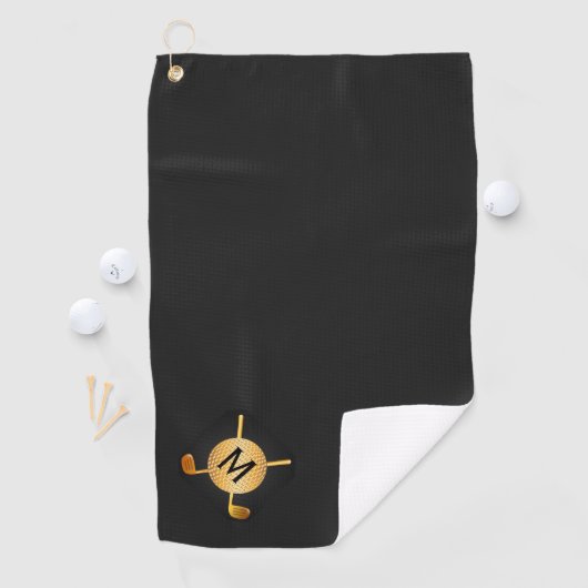 Serviette De Golf Bal et clubs de golf Monogrammed Gold (En situation)