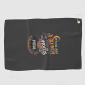 Serviette De Golf Balai de sorcière Hocus Pocus Chat noir Chaudron m (Horizontal)