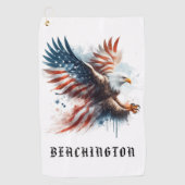 Serviette De Golf *~* Bald EAGLE American USA Drapeau AP16 Golf Towe (Devant)