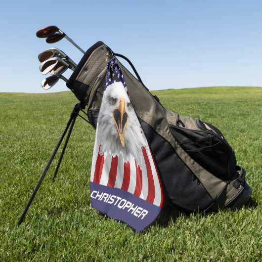 Serviette De Golf Bald Eagle, le drapeau américain patriotique (Vert)
