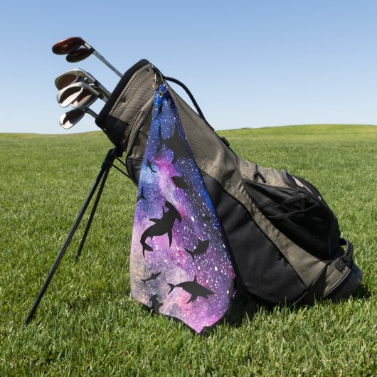 Serviette De Golf Baleine de requin-requin ombragé sur galaxie incli (Vert)