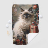Serviette De Golf Balinais Kitten Noël Portrait de chat (En situation)