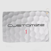 Serviette De Golf Balle de golf blanche texturée avec nom et numéro (Horizontal)