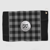 Serviette De Golf Balle de golf monogramme carreau de buffle gris pe (Horizontal)