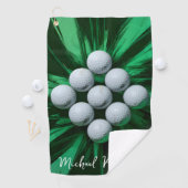 Serviette De Golf Balles de golf sur fond vert abstrait (En situation)