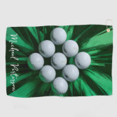 Serviette De Golf Balles de golf sur fond vert abstrait (Horizontal)