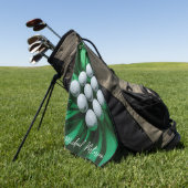 Serviette De Golf Balles de golf sur fond vert abstrait (Vert)