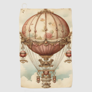 Serviette De Golf Ballon à air chaud vintage Steampunk Rose
