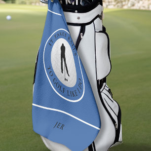Serviette De Golf Balls Humour Golfer Sports Pun Monogramme Bleu Noi