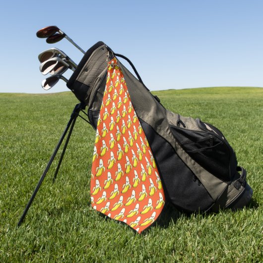 Serviette De Golf Bananes Drôles Sur Orange (Vert)
