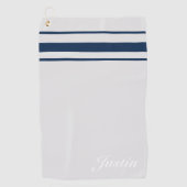 Serviette De Golf Bande bleu marine élégante personnalisée (Devant)