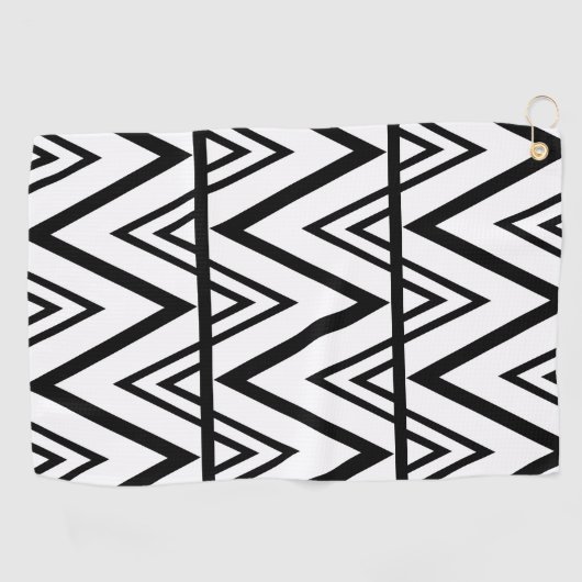 Serviette De Golf Bande Chevron Noir Blanc Blancs Bande Chevron (Horizontal)