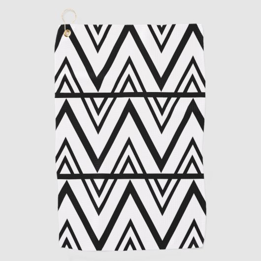 Serviette De Golf Bande Chevron Noir Blanc Blancs Bande Chevron (Devant)